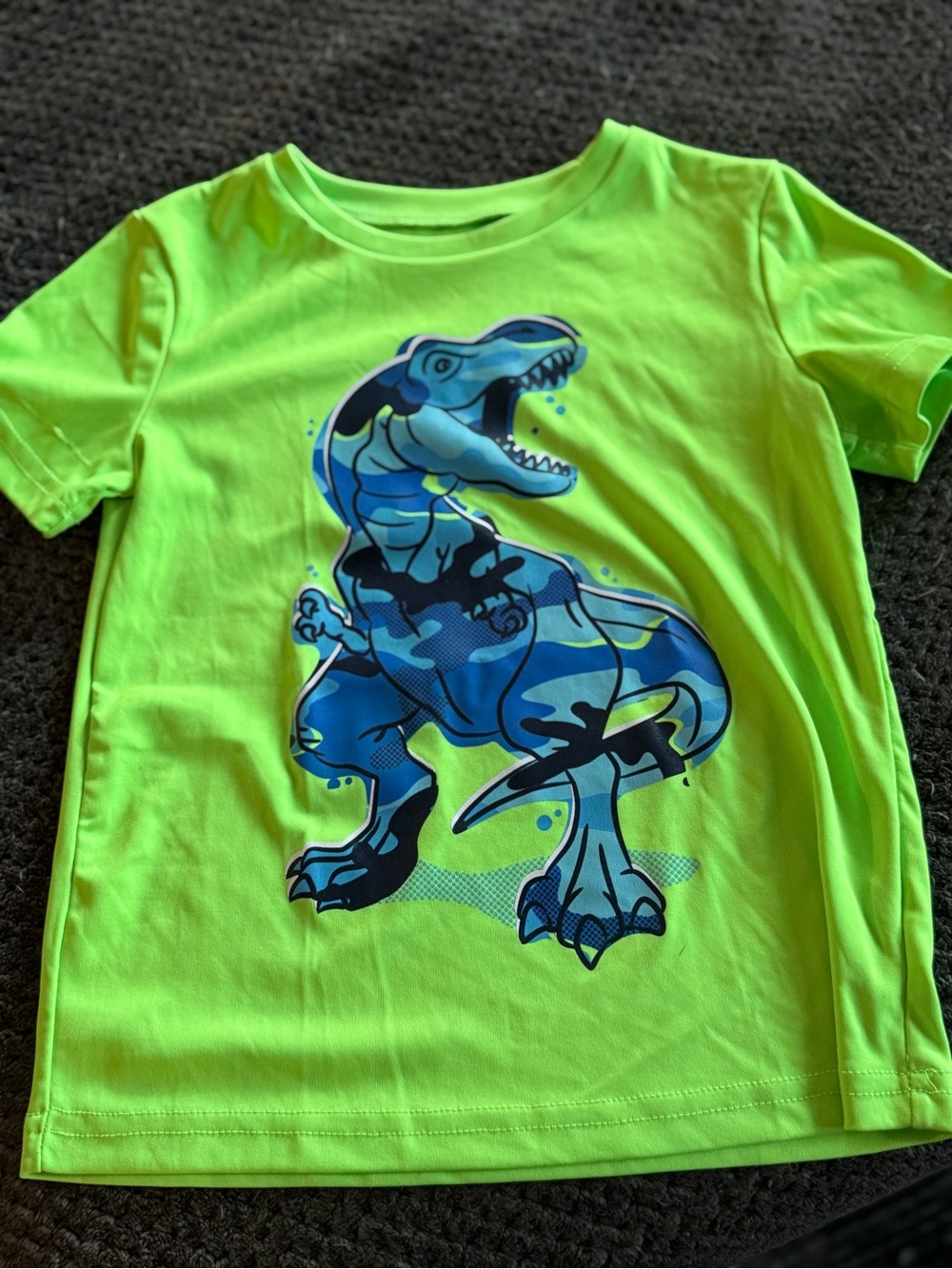 jumping beans Neon Green Tee with Blue Dinosaur Print